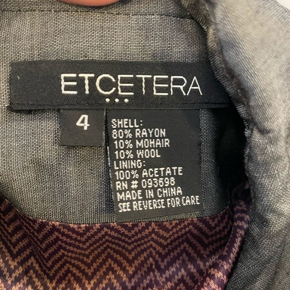 Etcetera gray rayon wool blend satin look blazer jacket classic simple elegant - Picture 6 of 10